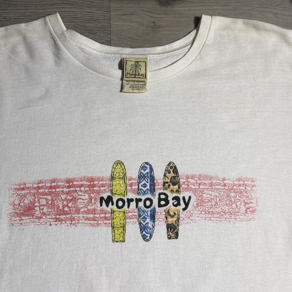 Vintage Morro Bay Surf Tee 3XL Made USA Beach‎ Graphic 90s Y2k